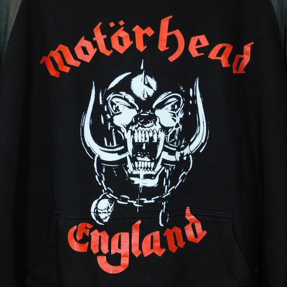Motorhead England Pullover Hoodie Size L Black Gray Red Three Layer Raglan - Picture 4 of 4